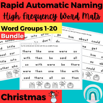 Preview of Christmas High Frequency Words Practice Rapid Automatic Naming Activities 1-20
