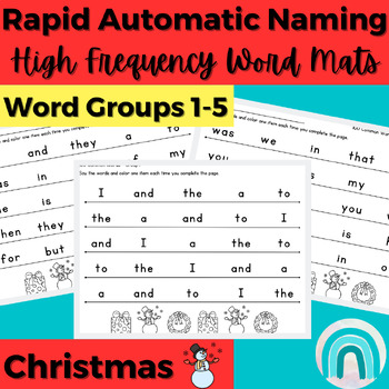 Preview of Christmas High Frequency Words Practice Rapid Automatic Naming Activities 1-5
