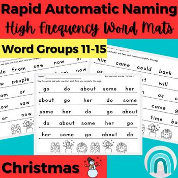 Preview of Christmas High Frequency Words Practice Rapid Automatic Naming Activities 11-15