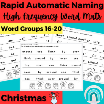 Preview of Christmas High Frequency Words Practice Rapid Automatic Naming Activities 16-20