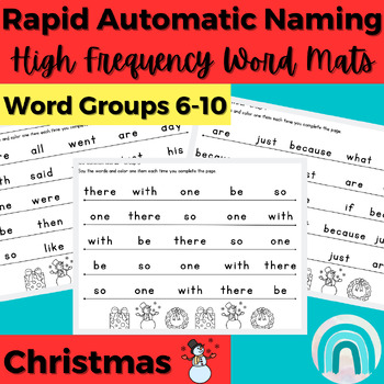 Preview of Christmas High Frequency Words Practice Rapid Automatic Naming Activities 6-10