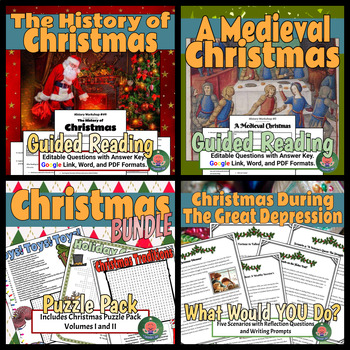 Preview of Christmas History and Crossword Puzzles Bundle (Medieval, Great Depression...)