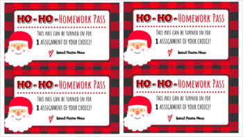 Preview of Christmas Ho-Ho-Homework Pass
