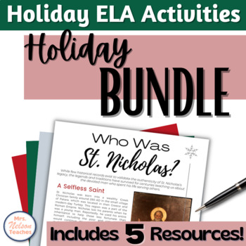 Preview of Christmas Holiday Activities Middle School ELA
