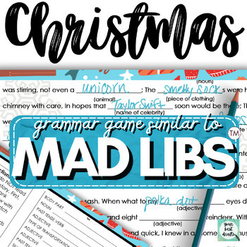 Preview of Christmas Holiday Activity Middle School ELA English Mad Libs Fun Grammar Game