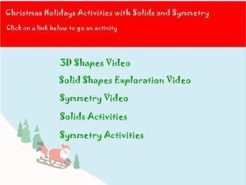 Preview of Christmas Holiday Activities with Solids and Symmetry
