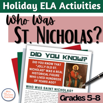 Preview of St. Nicholas Christmas Holiday Activity - Middle School ELA
