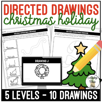 Preview of Christmas Holiday Art Directed Drawing Worksheets