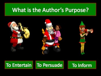 Preview of Christmas Holiday Author's Purpose Powerpoint Lesson and quiz