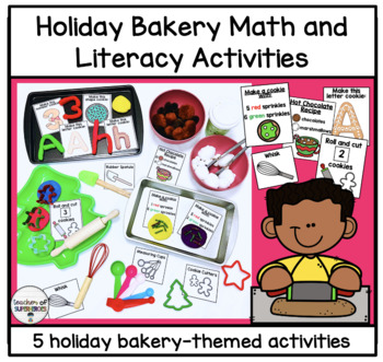 Preview of Christmas Holiday Bakery Math & Literacy Centers - Preschool, Special Education