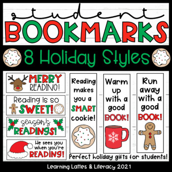 Preview of Christmas Holiday Bookmarks Student Gift Idea December Reading Bookmarks