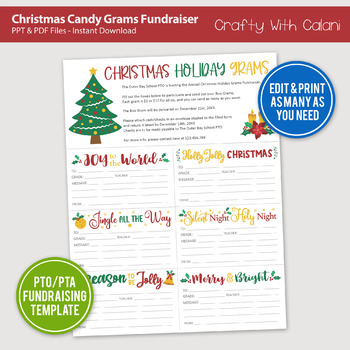 Christmas Holiday Candy Gram Fundraising Form - For PTA & PTO | TpT