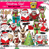 Christmas Holiday Clipart -Commercial Use Santa and Reindeer
