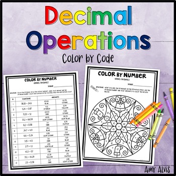 Preview of Christmas Holiday Color by Code Add Subtract Multiply Divide Decimals