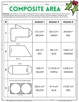 Area of Composite Figures Coloring Worksheet by Lindsay Perro | TpT