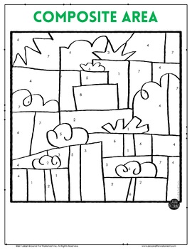 area of composite figures coloring worksheet by lindsay