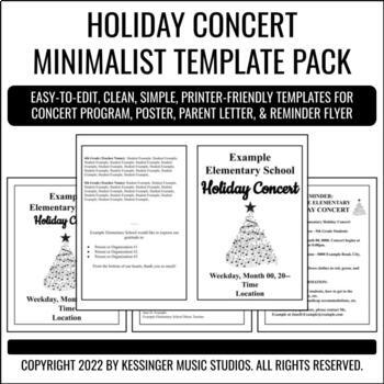 Preview of Christmas/Holiday Concert Program Template | Editable, Minimalist, Copy-Friendly