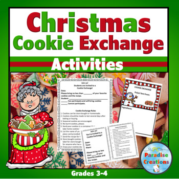 Preview of Christmas Holiday Cookie Exchange Activities Set with Writing Activities