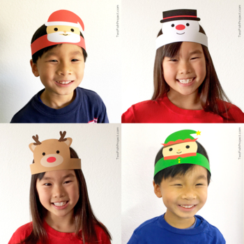 Christmas Holiday Crown Set #1, Printable Paper Hats, Party Hat Craftivity