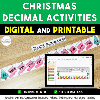 Preview of 5th Grade Christmas Printable and Digital Decimal Activities