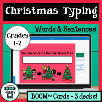 Christmas Holiday Digital Word and Sentence Typing Boom™ Cards | TPT