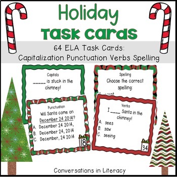 Preview of Christmas Holiday ELA Task Cards