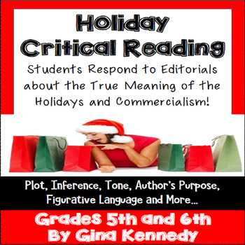 Preview of Christmas Reading Activity, Holiday Commercialism Point of View