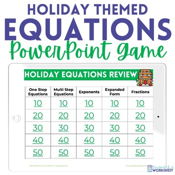 Preview of Christmas Math Game | Solving Equations PowerPoint Review