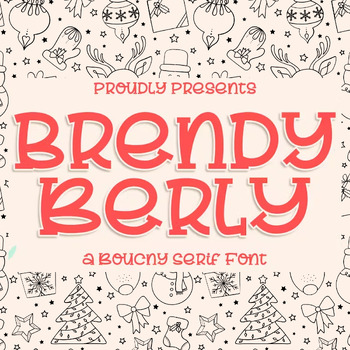 Preview of Christmas Holiday Font Brendy Berly a Bouncy Serif Font