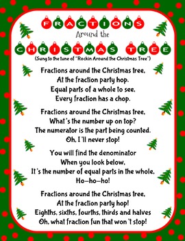 Preview of Christmas Holiday Fractions Around the Christmas Tree Song and Craft Activity