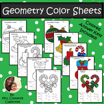 Preview of Christmas/Holiday Geometry Color Sheets (Congruence, Pythagorean Thm, etc)