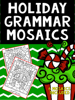 Preview of Christmas Holiday Grammar Mosaics- Color By Part of Speech