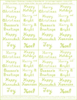 Preview of Christmas Holiday Greetings 40 2x1 Tags Captions Grass Green Fabric Font