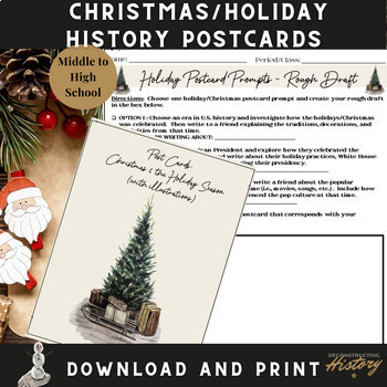Preview of Christmas/Holiday History Postcards (Middle to High School)