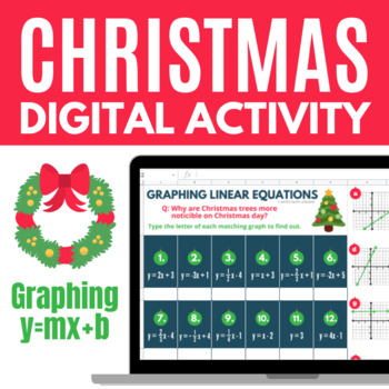 Preview of Christmas Holiday Math Activity for Google™ Graphing Lines Slope Intercept Form