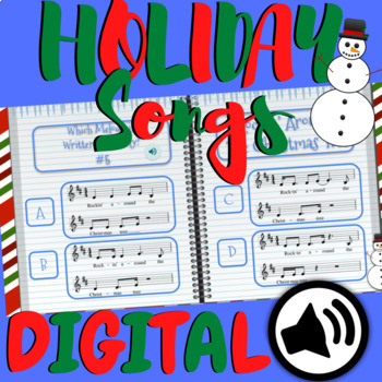 Preview of Christmas Holiday Music Lesson | Songs, Melody & Rhythm Interactive! 