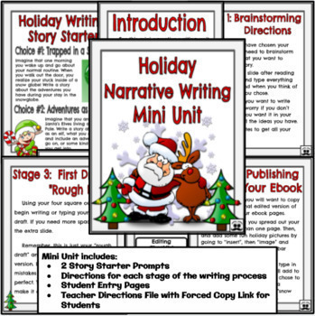 Preview of Christmas / Holiday - Narrative Writing Mini Unit - 4th Grade- Digital Writing