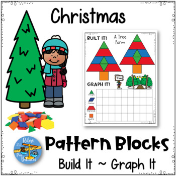 Preview of Christmas Holiday Pattern Blocks Puzzles Work Mats and Graphing Activities