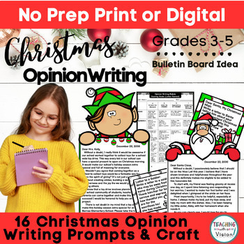 Preview of Christmas Holiday Persuasive Writing 16 Prompts & Craft 3rd 4th 5th Grade