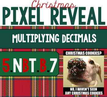 Preview of Christmas Holiday Pixel Art Reveal - Multiply Decimals - (5.NBT.B.7)