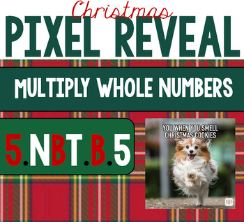 Preview of Christmas Holiday Pixel Art Reveal - Multiply Whole Numbers - (5.NBT.B.5)