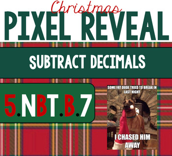 Preview of Christmas Holiday Pixel Art Reveal - Subtract Decimals Thousandths - (5.NBT.B.7)