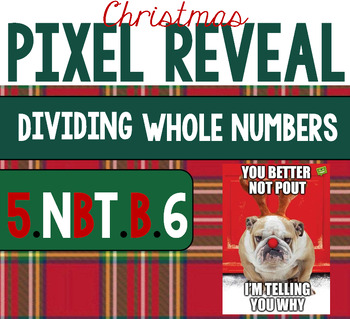 Preview of Christmas Holiday Pixel Reveal - Divide Whole Numbers - (5.NBT.B.6)