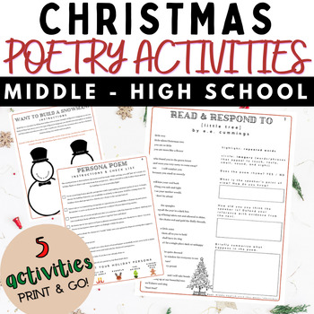 Preview of Christmas Poetry | Holiday Poetry Activities - Perfect for December ELA Sub Plan
