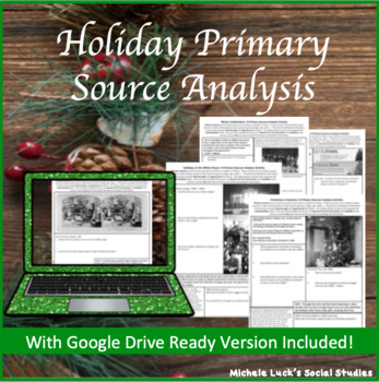 Preview of Christmas & Holiday Primary Source Analysis Handout Set and Google Drive Ready!