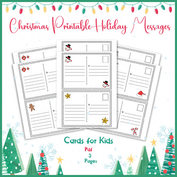 Preview of Holiday Messages - Printable Christmas Cards for Kids