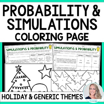 Preview of Probability and Simulations Christmas Math Activity | Coloring Page