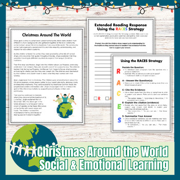 Preview of Christmas Holiday Reading Comprehension & SEL Written Response RACES Strategy