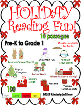 Preview of Christmas Holiday Reading comprehension passages and questions   PRE K - K