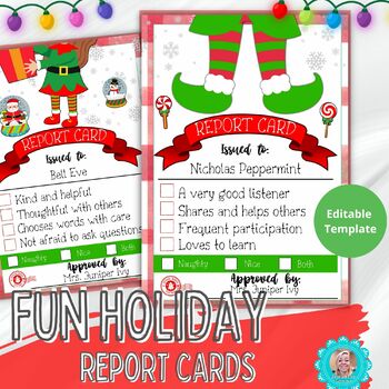 Preview of Christmas Holiday Report Cards, Kindness Cards, & Encouragement #Buybye23